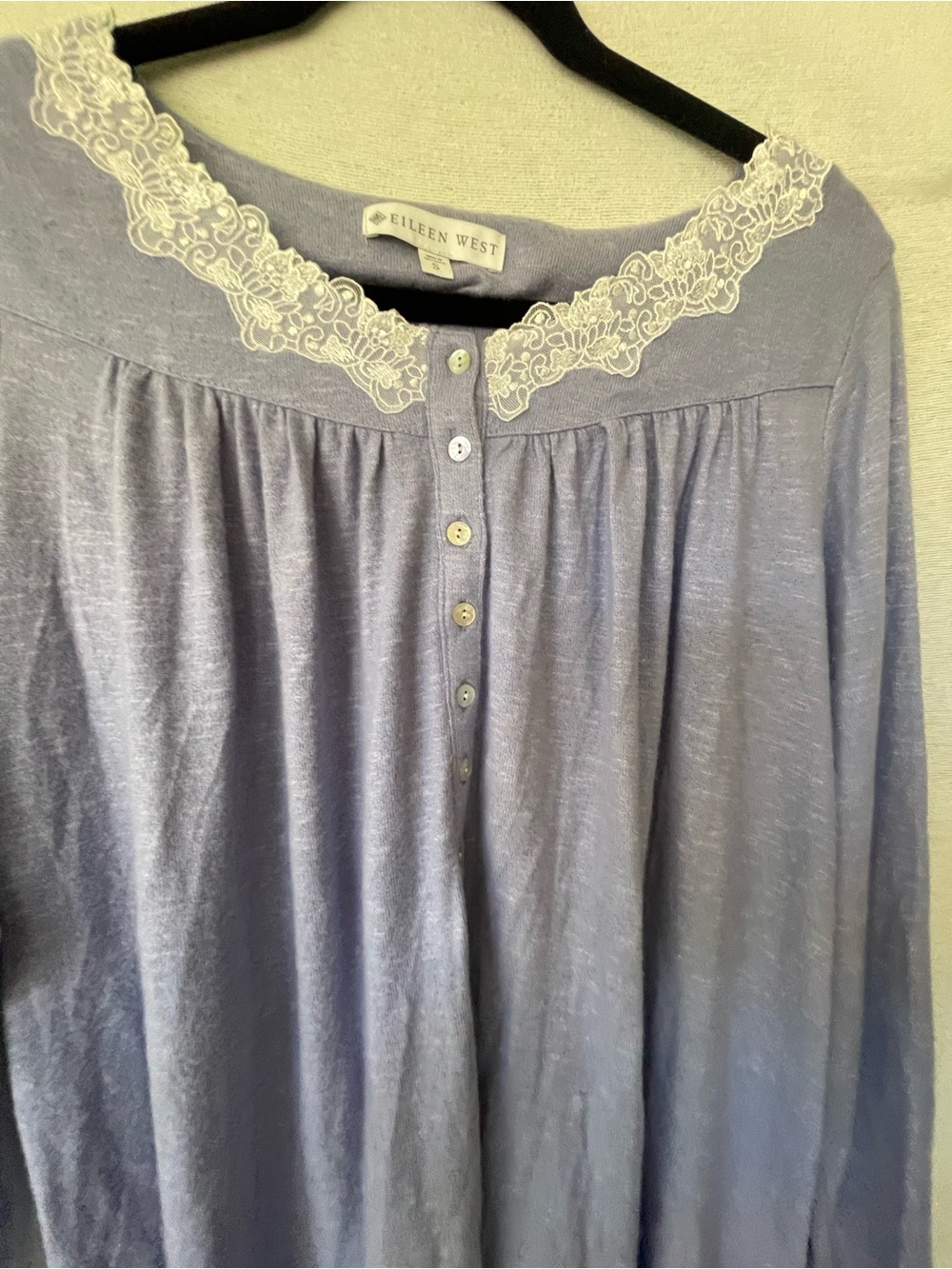 Nwt $74 Eileen West  BlueBerry DREAM Sweater Knit LACE TRIM  Nightgown Sz S NWT